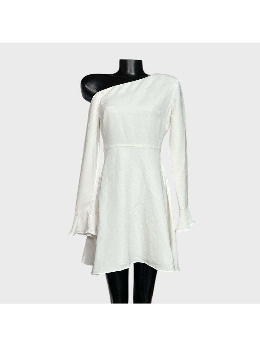LIKELY Long Sleeve Formal Skater Dress White sz 4 Off Shoulder Minimalist Fancy - Picture 3 of 13